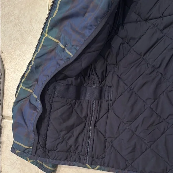 Kids' Navy Plaid Hooded Jacket